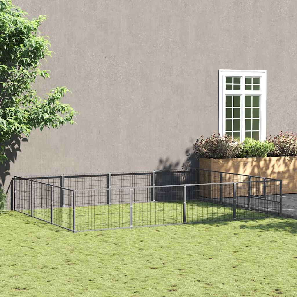 vidaXL Hundezwinger Silbern 12 m² Stahl