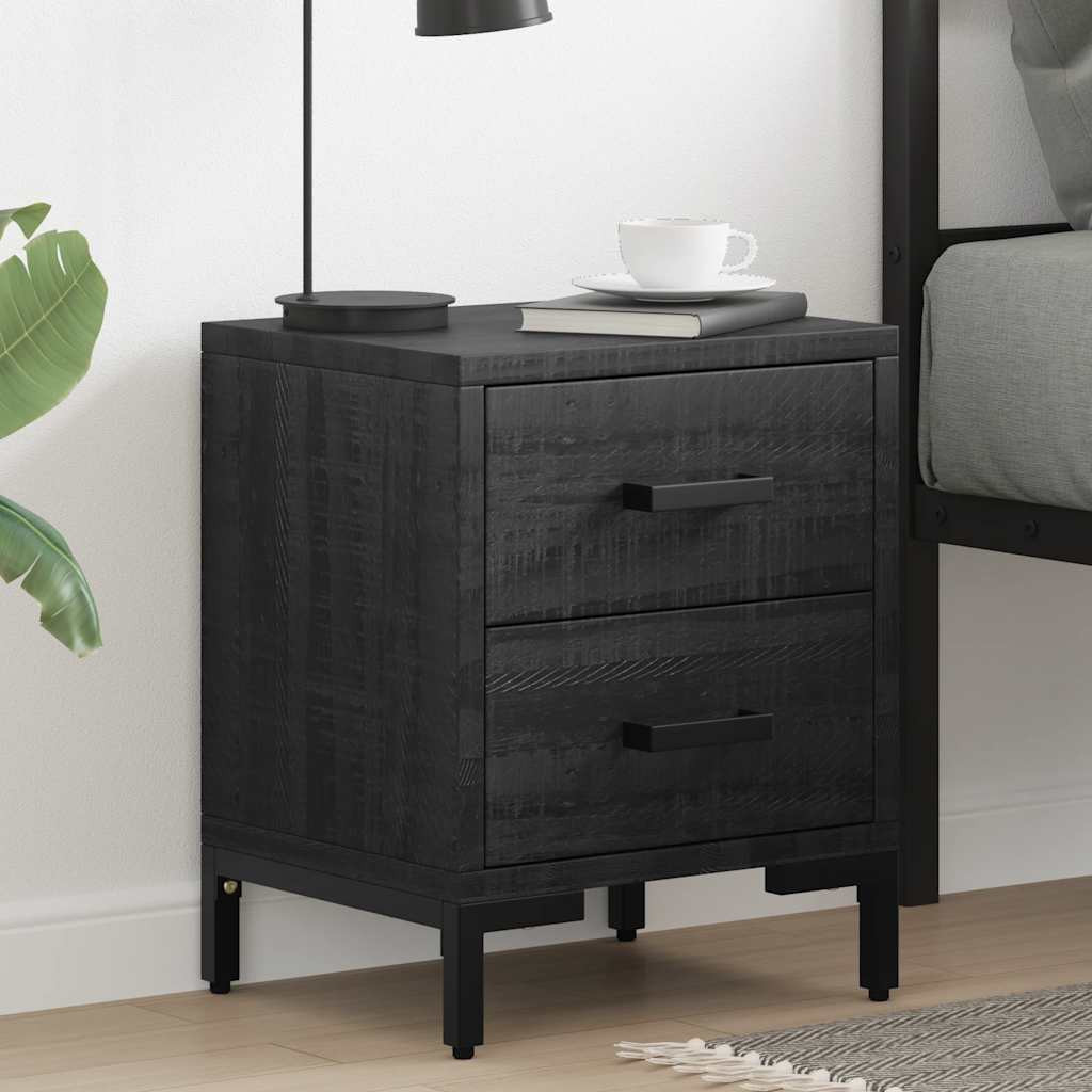vidaXL Nachttische 2 Stk. Schwarz 36x30x45 cm Massivholz Kiefer