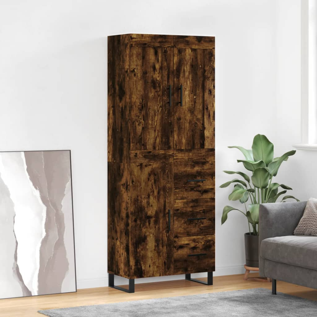 vidaXL Highboard Räuchereiche 69,5x34x180 cm Holzwerkstoff