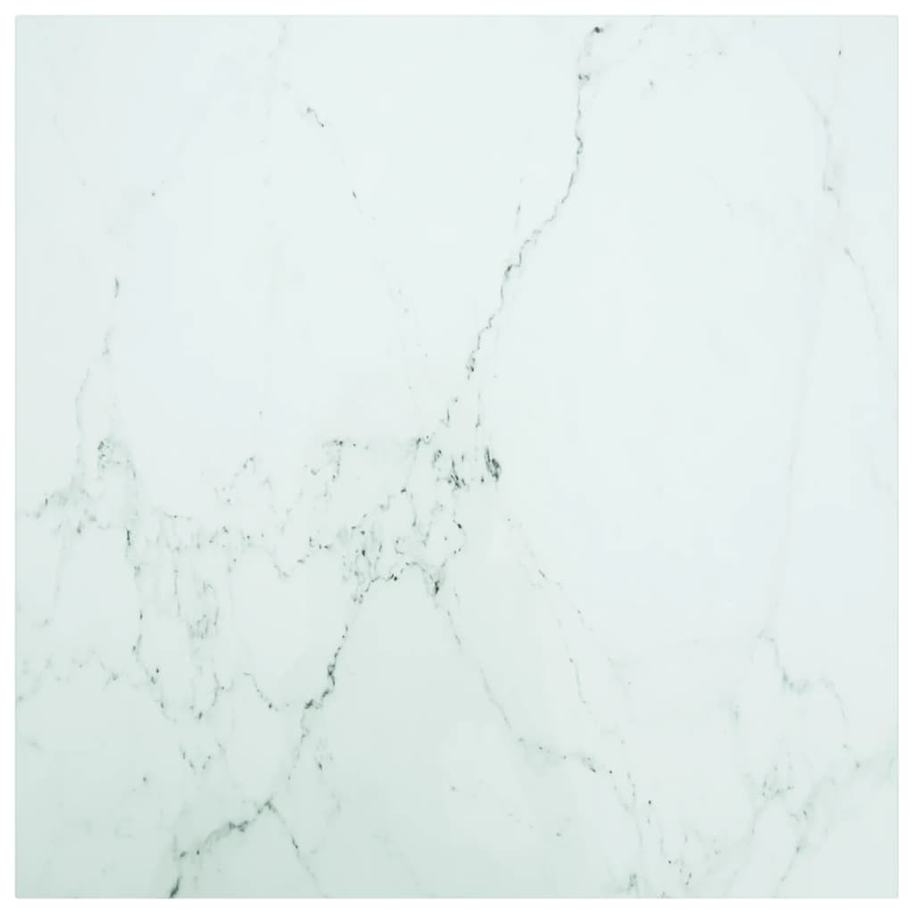 vidaXL Tischplatte Weiß 80x80 cm 6 mm Hartglas in Marmoroptik