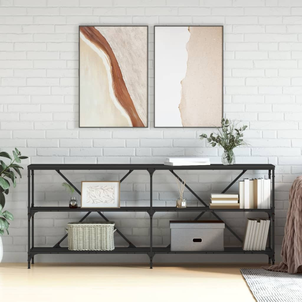 vidaXL Konsolentisch Schwarz 180x30x75 cm Holzwerkstoff und Eisen