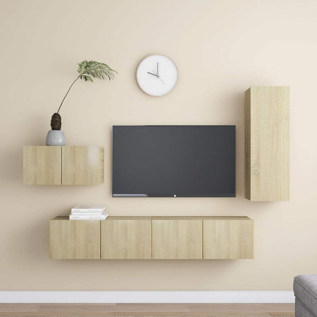 vidaXL 4-tlg. TV-Schrank-Set Sonoma-Eiche Holzwerkstoff