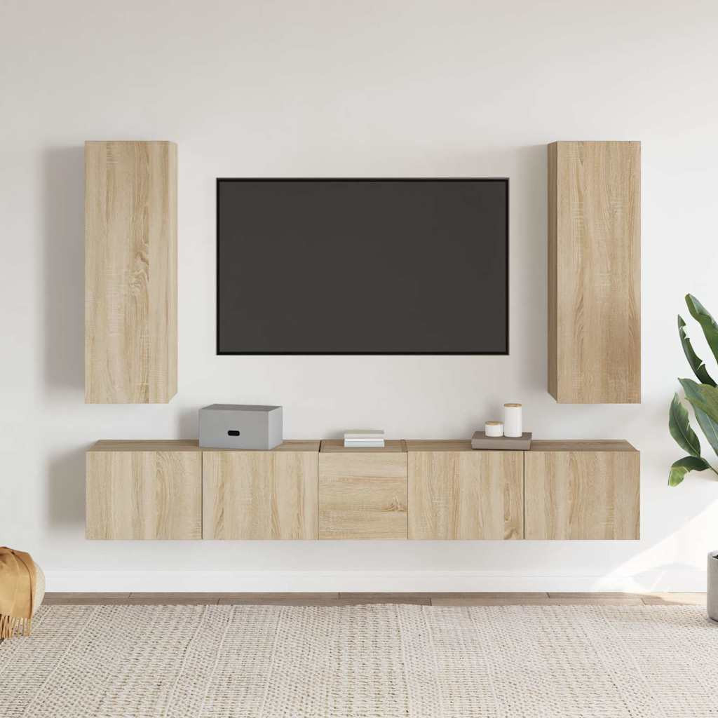 vidaXL 5-tlg. TV-Schrank-Set Sonoma-Eiche Holzwerkstoff