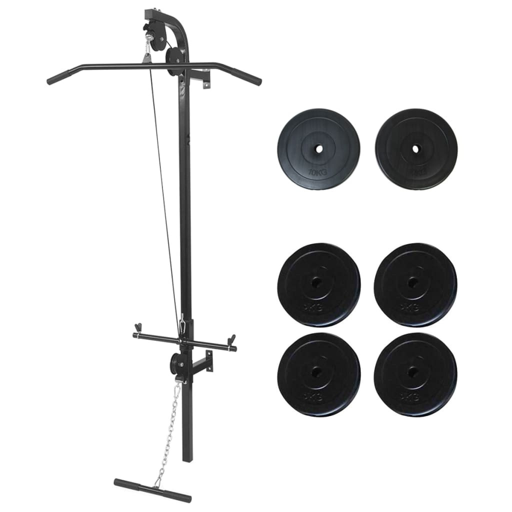 vidaXL vidaXL Fitnessstation Wandmontage mit Gewichtsscheiben 40 kg