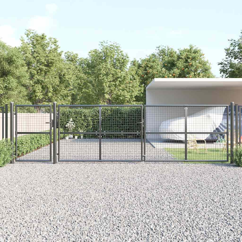 vidaXL Maschen-Gartentor Anthrazit 500x125 cm Verzinkter Stahl