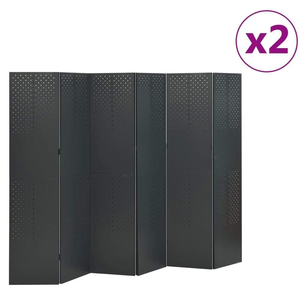 vidaXL 6-tlg. Raumteiler 2 Stk. Anthrazit 240x180 cm Stahl
