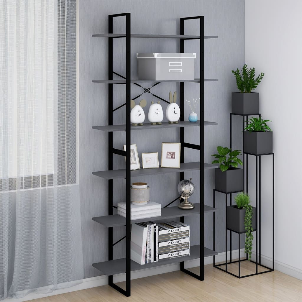 vidaXL Standregal Hoch Grau 100x30x210 cm Massivholz Kiefer