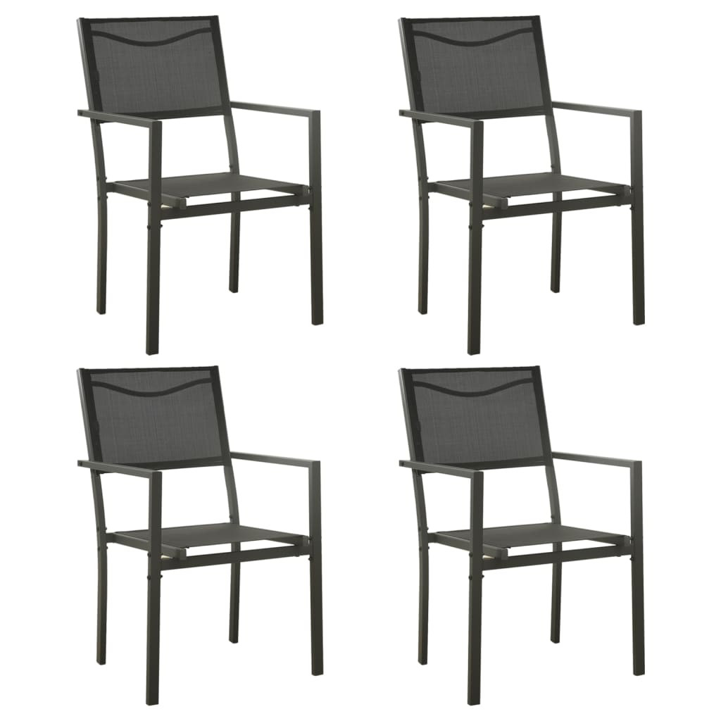 vidaXL Gartenstühle 4 Stk. Textilene und Stahl Schwarz und Anthrazit
