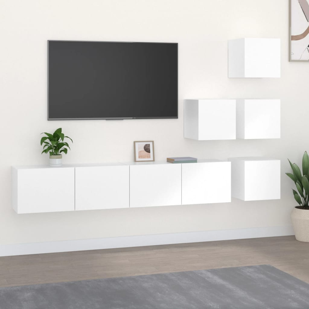 vidaXL TV-Wandschrank Weiß Holzwerkstoff