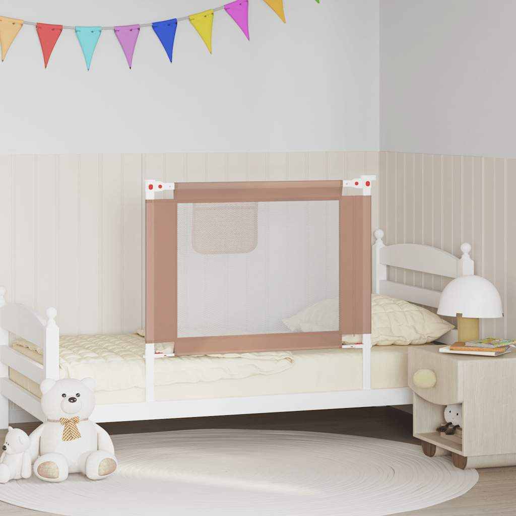 vidaXL Kleinkind-Bettschutzgitter Taupe 90x25 cm Stoff