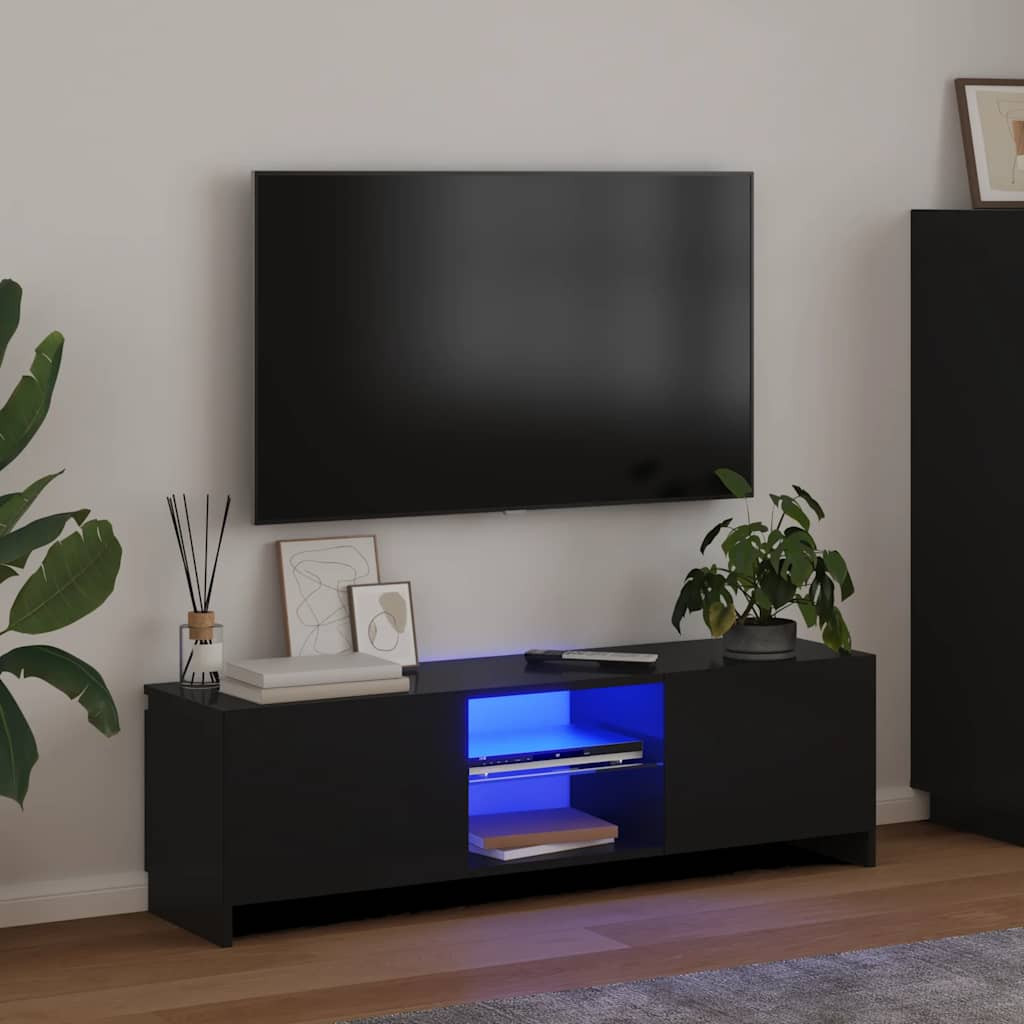 vidaXL TV-Schrank mit LED-Leuchten Schwarz 120x30x36 cm
