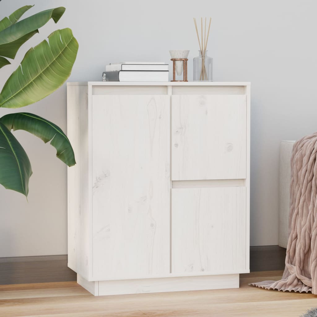 vidaXL Sideboard Weiß 60x34x75 cm Massivholz Kiefer