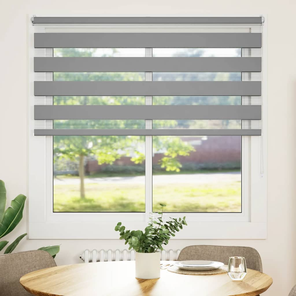 vidaXL Zebra-Rollo 140,9 x 175 cm, Stoffbreite 136,7 cm, grau