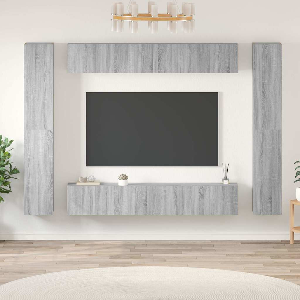 vidaXL 10-tlg. TV-Schrank-Set Grau Sonoma Holzwerkstoff