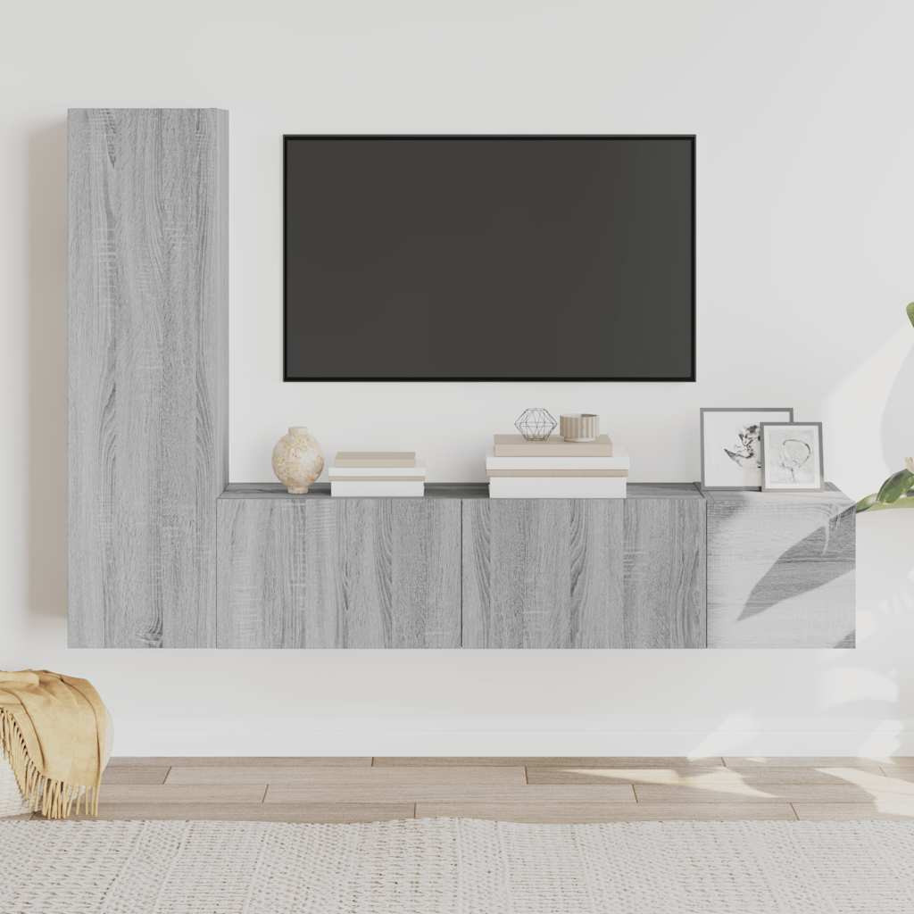 vidaXL 3-tlg. TV-Schrank-Set Grau Sonoma Holzwerkstoff