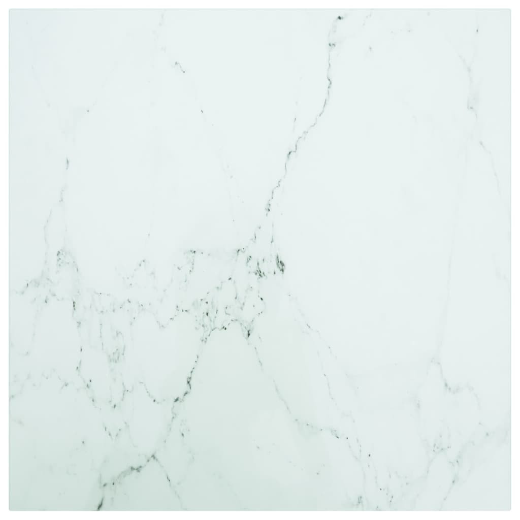 vidaXL Tischplatte Weiß 60x60 cm 6 mm Hartglas in Marmoroptik