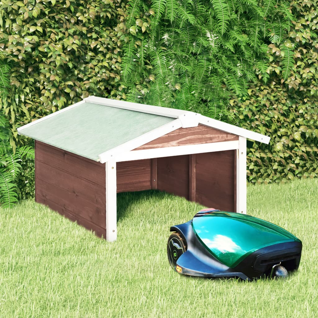 vidaXL Roboter-Rasenmäher Garage 72x87x50 cm Mocca Weiß Tannenholz