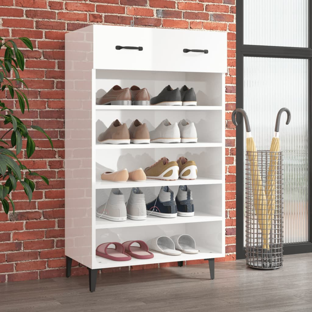 vidaXL Schuhschrank Hochglanz-Weiß 60x35x105 cm Holzwerkstoff