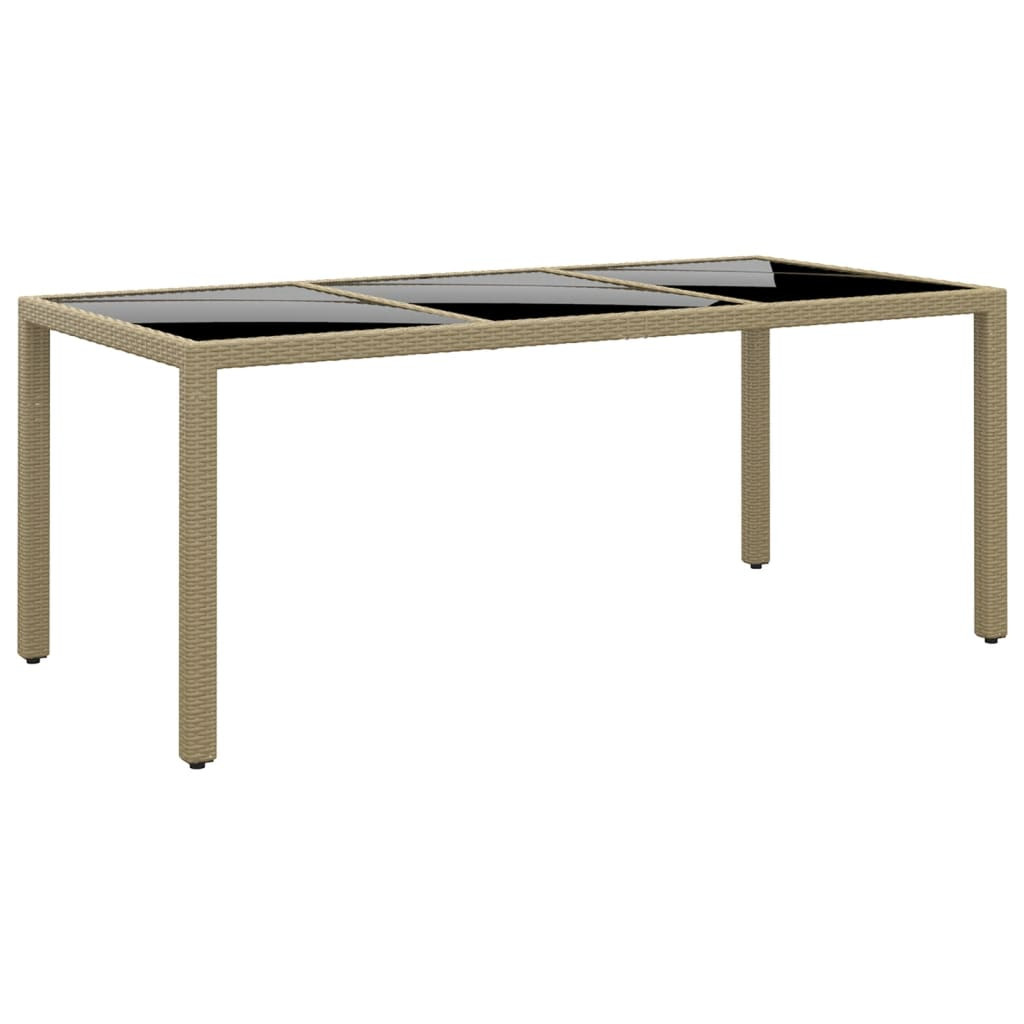 vidaXL Gartentisch 190x90x75 cm Hartglas und Poly Rattan Beige