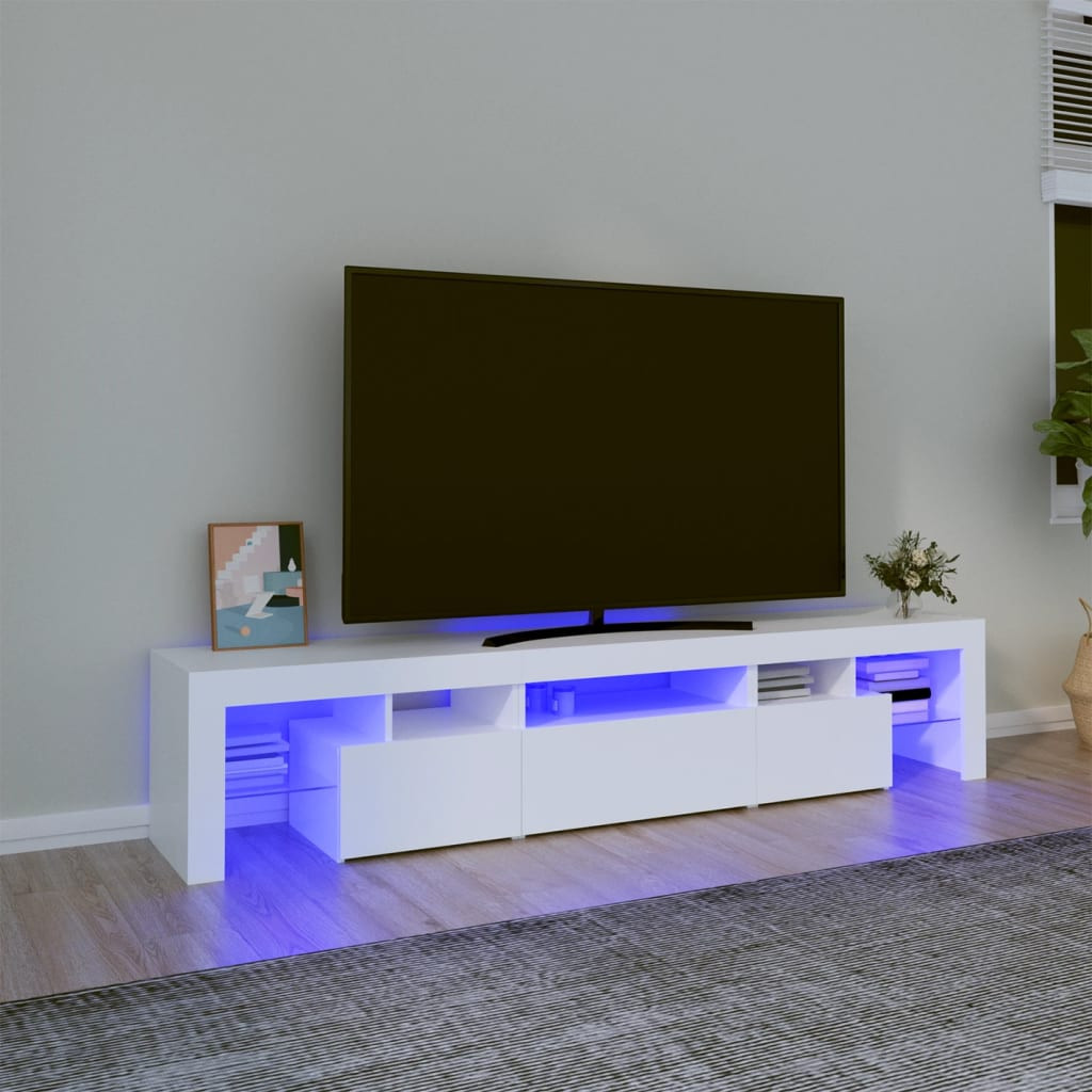 vidaXL TV-Schrank mit LED-Leuchten Weiß 200x36,5x40 cm