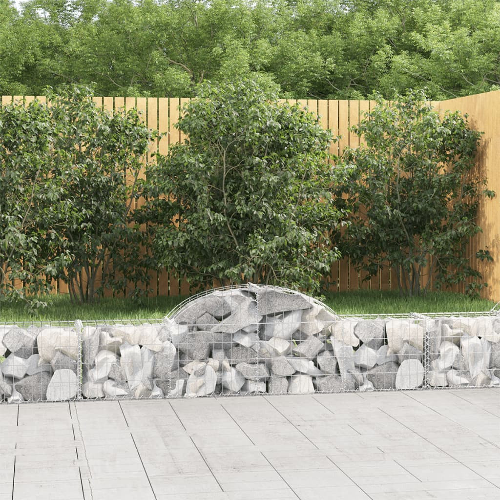 vidaXL Gabionen mit Hochbogen 10 Stk. 200x30x40/60 cm Verzinktes Eisen