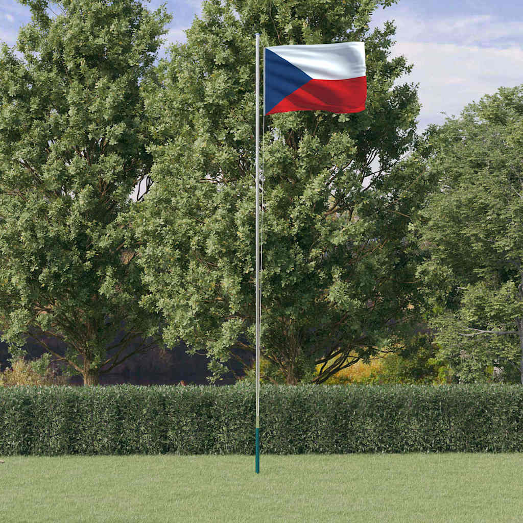 vidaXL Tschechische Flagge mit Mast 6,08 m Aluminium