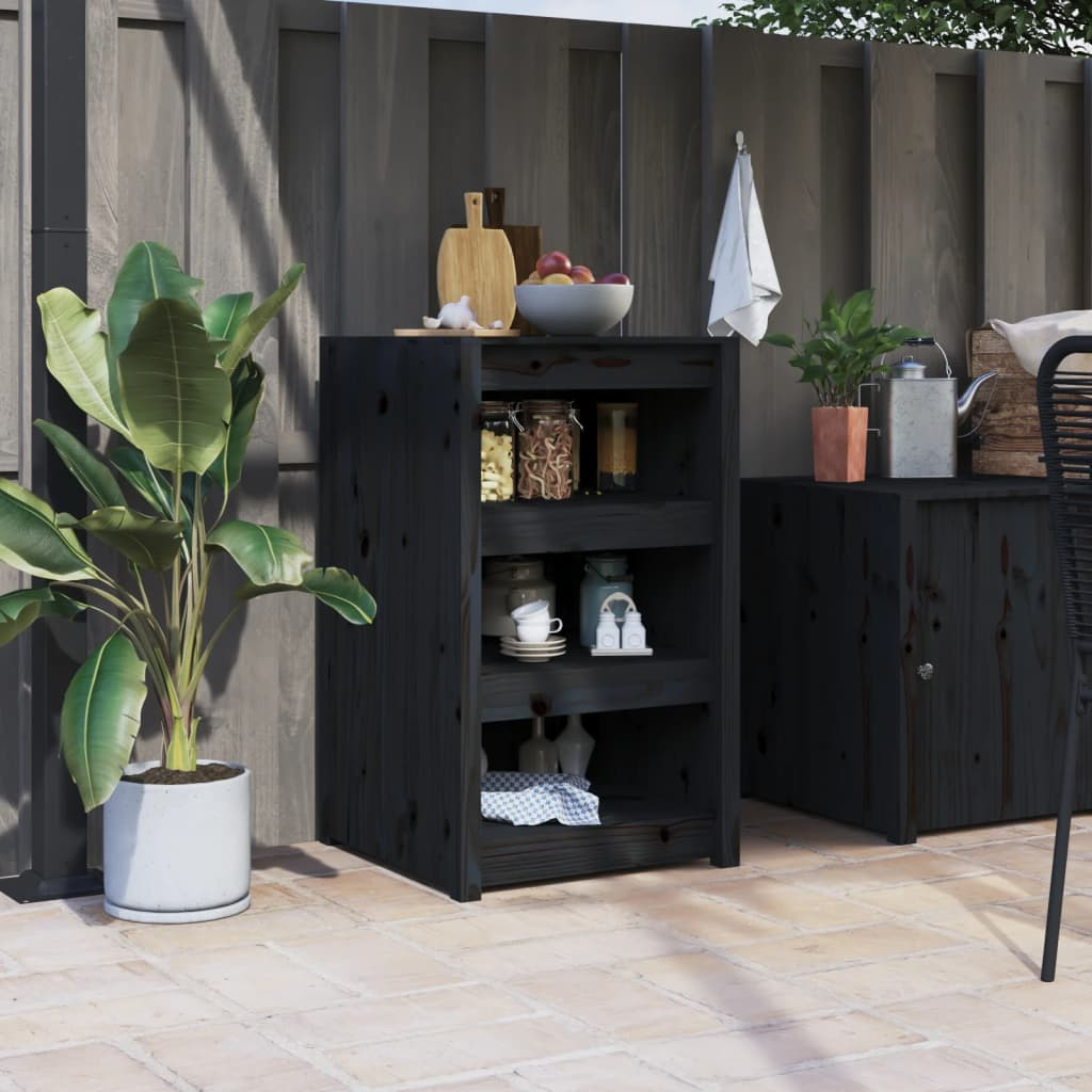 vidaXL Outdoor-Küchenschrank MEPPEL Schwarz 55x55x92 cm Massivholz Kiefer