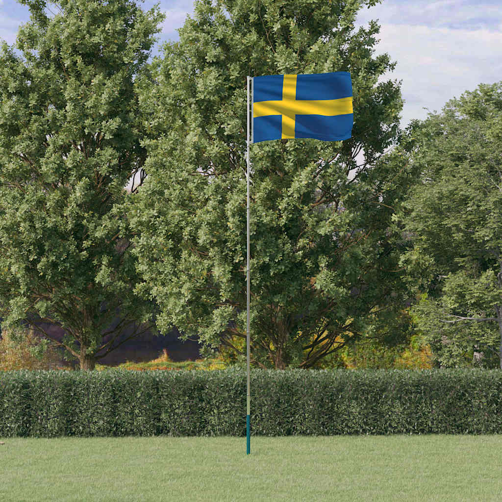 vidaXL Flagge Schwedens mit Mast 5,5 m Aluminium