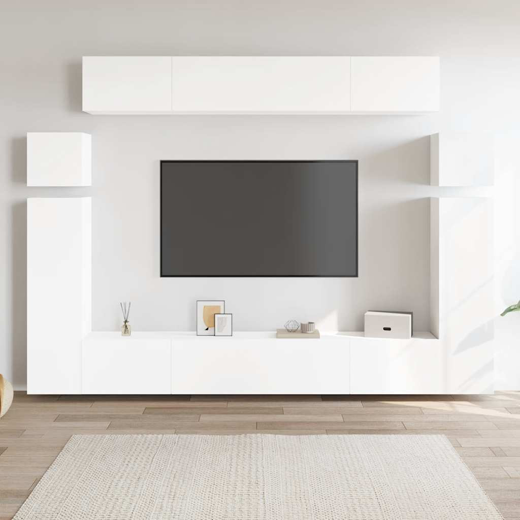 vidaXL 8-tlg. TV-Schrank-Set Weiß Holzwerkstoff