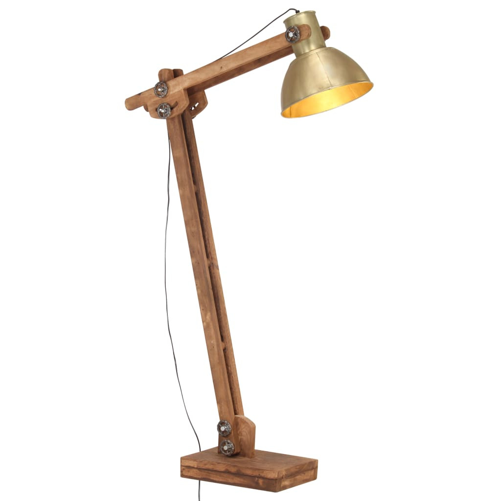 vidaXL Stehlampe Messing Mango Massivholz E27