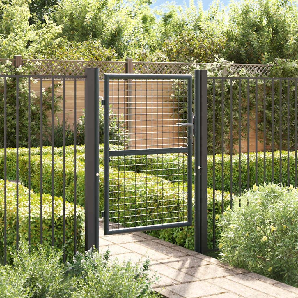 vidaXL Maschen-Gartentor verzinkter Stahl 100 x 125 cm Grau