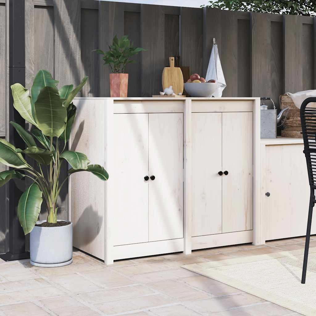 vidaXL Türen für Outdoor-Küche MEPPEL 2 Stk. Weiß 50x9x82cm Massivholz Kiefer