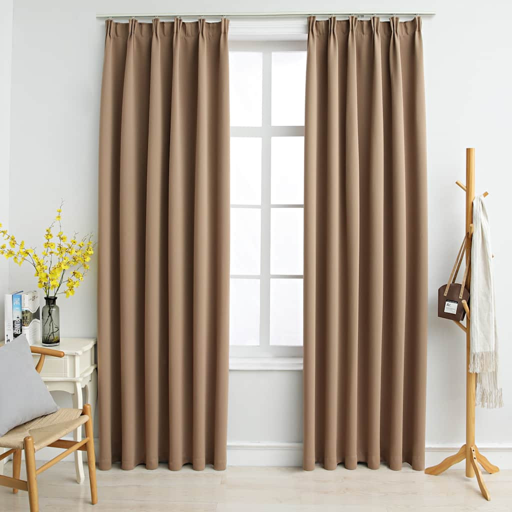 vidaXL Verdunkelungsvorhänge mit Haken 2 Stk. Taupe 140x225cm