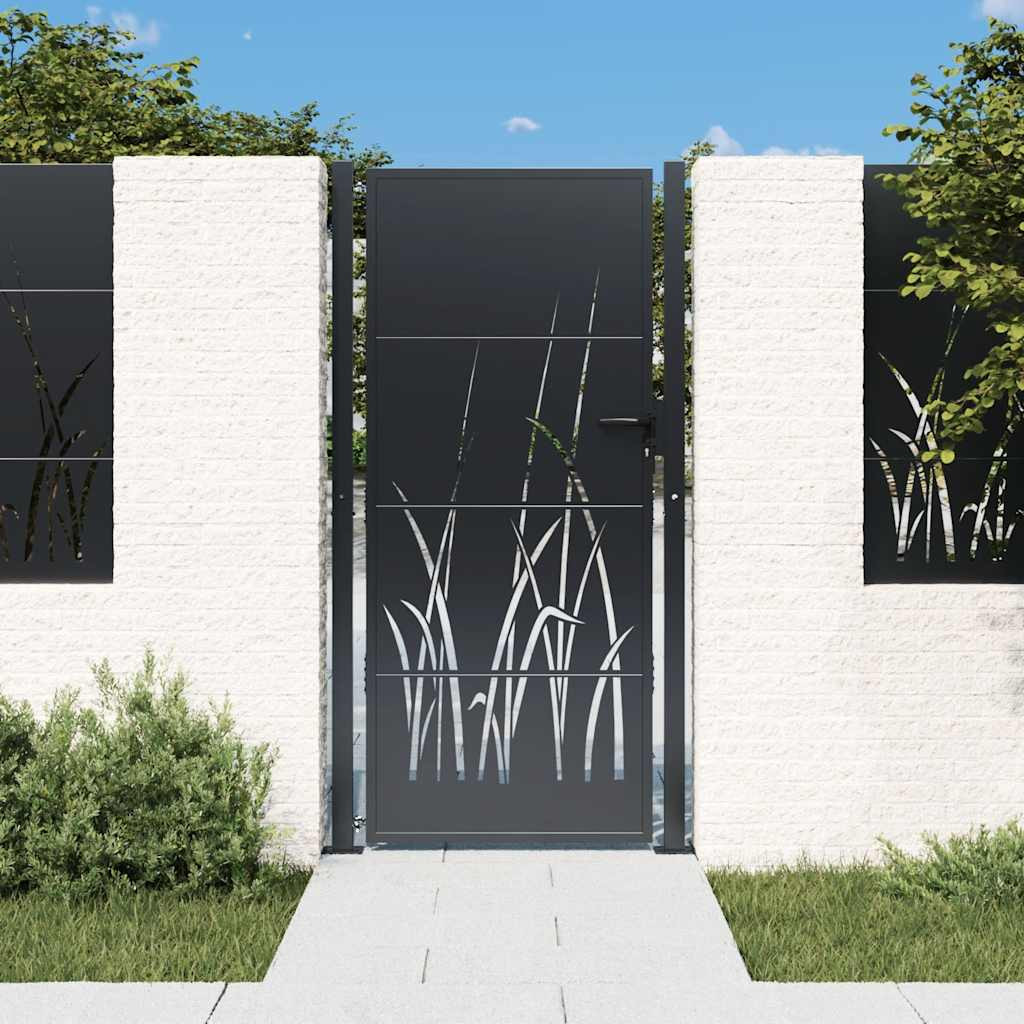 vidaXL Gartentor Anthrazit 100x200 cm Stahl Gras-Design