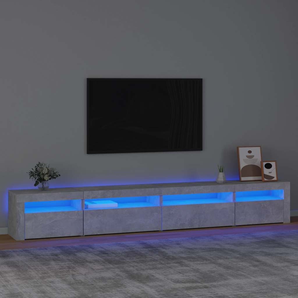vidaXL TV-Schrank mit LED-Leuchten Betongrau 270x35x40 cm