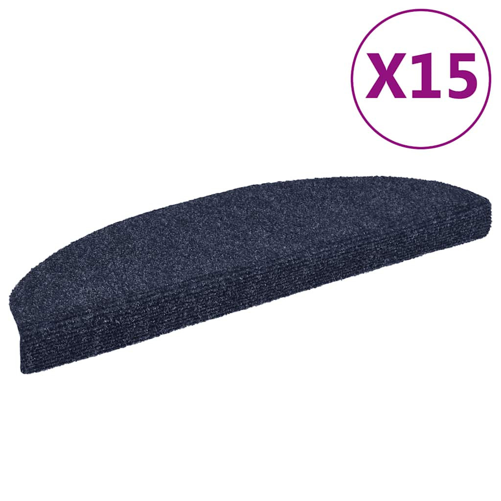 vidaXL Stufenmatten Selbstklebend 15 Stk. 65x21x4 cm Blau Halbrund Groß