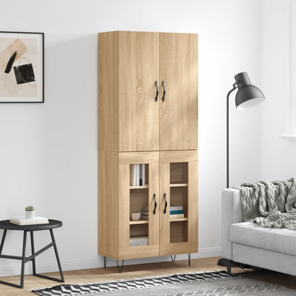 vidaXL Highboard Sonoma-Eiche 69,5x34x180 cm Holzwerkstoff