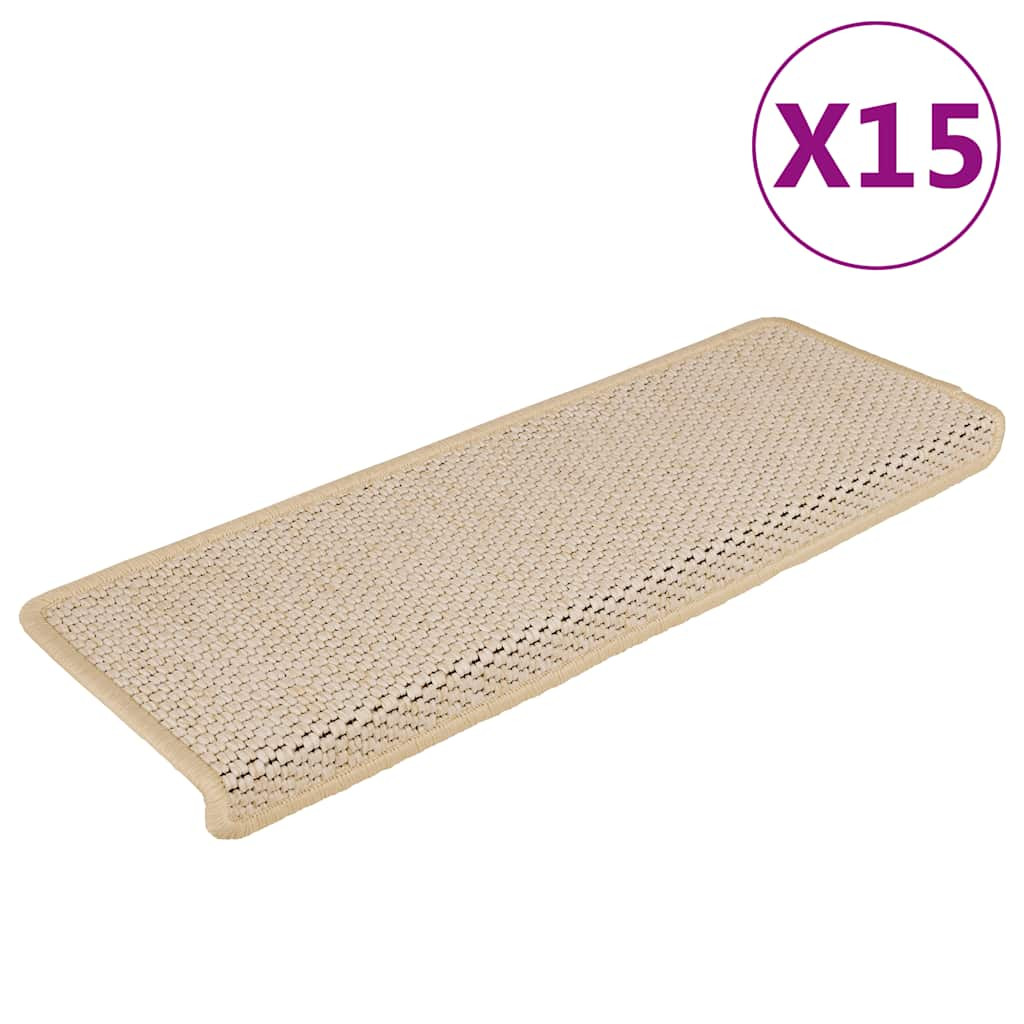 vidaXL Treppenmatten Selbstklebend Sisal-Optik 15 Stk. 65x21x4cm Berber