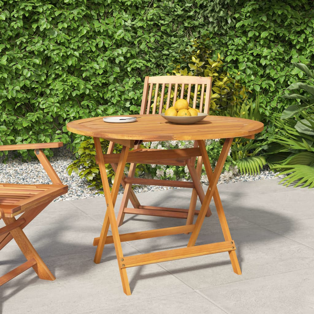 vidaXL Klappbarer Gartentisch Ø 90x75 cm Massivholz Akazie