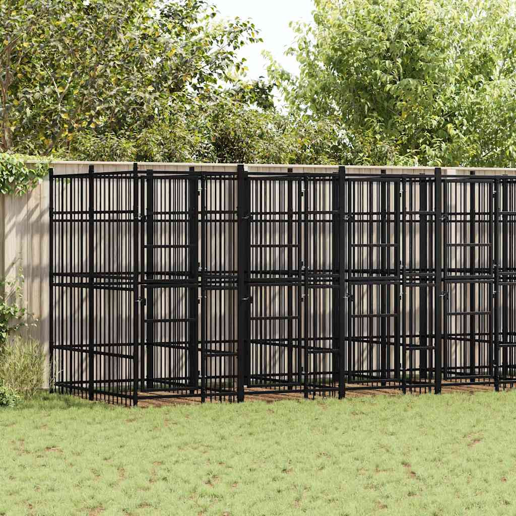 vidaXL Outdoor-Hundezwinger Stahl 12,9 m²