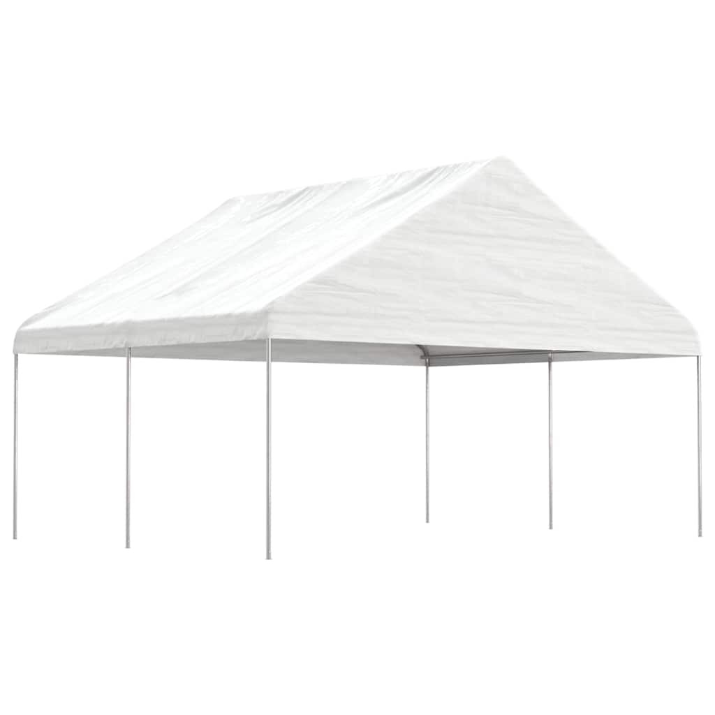 vidaXL Pavillon mit Dach Weiß 4,46x5,88x3,75 m Polyethylen