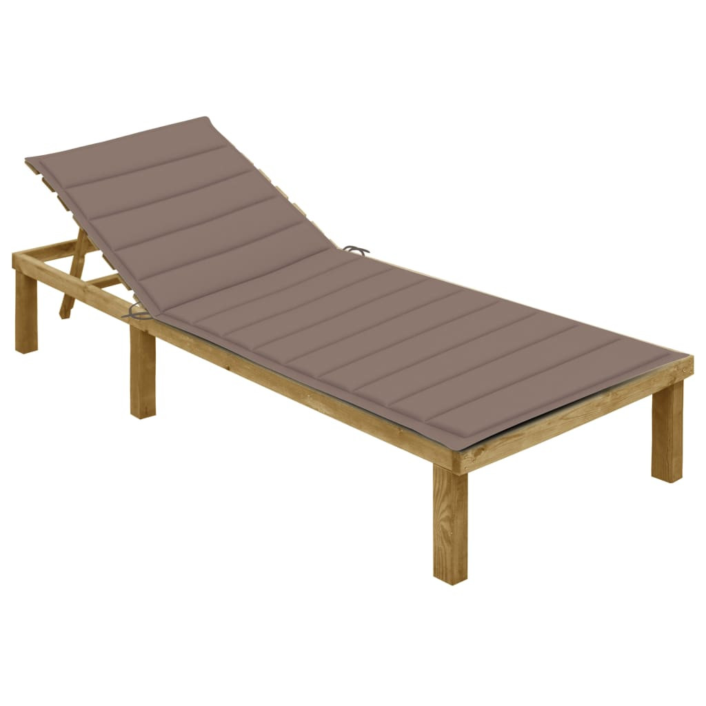 vidaXL Sonnenliege mit Taupe Auflage Imprägniertes Kiefernholz