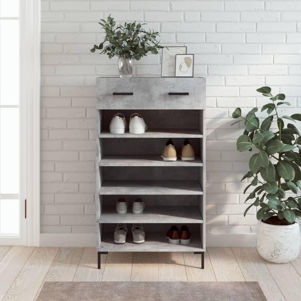 vidaXL Schuhschrank Betongrau 60x35x105 cm Holzwerkstoff