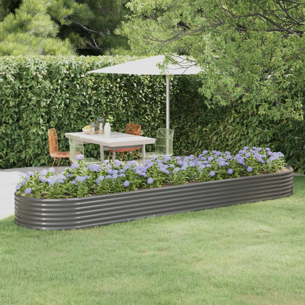 vidaXL Hochbeet Verzinkter Stahl 396x100x36 cm Grau