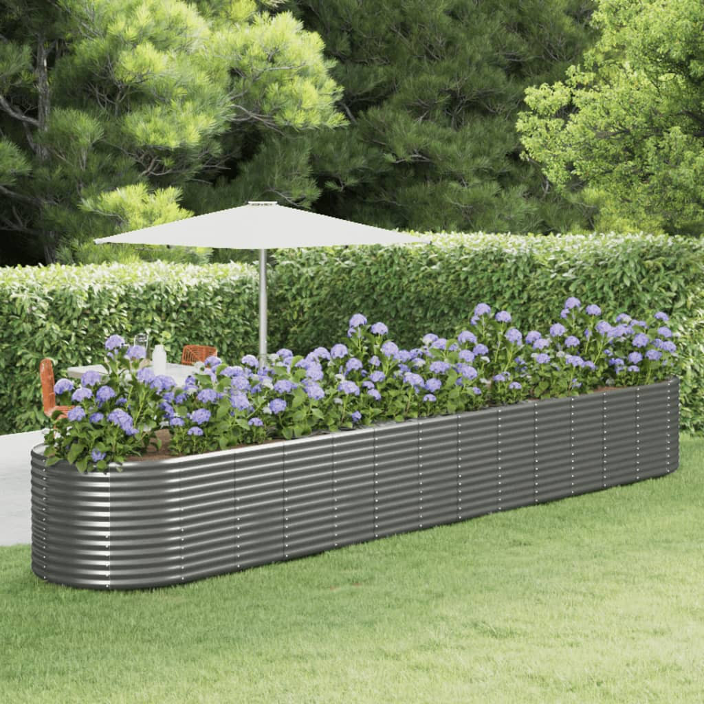 vidaXL Hochbeet Grau 554x100x68 cm Pulverbeschichteter Stahl
