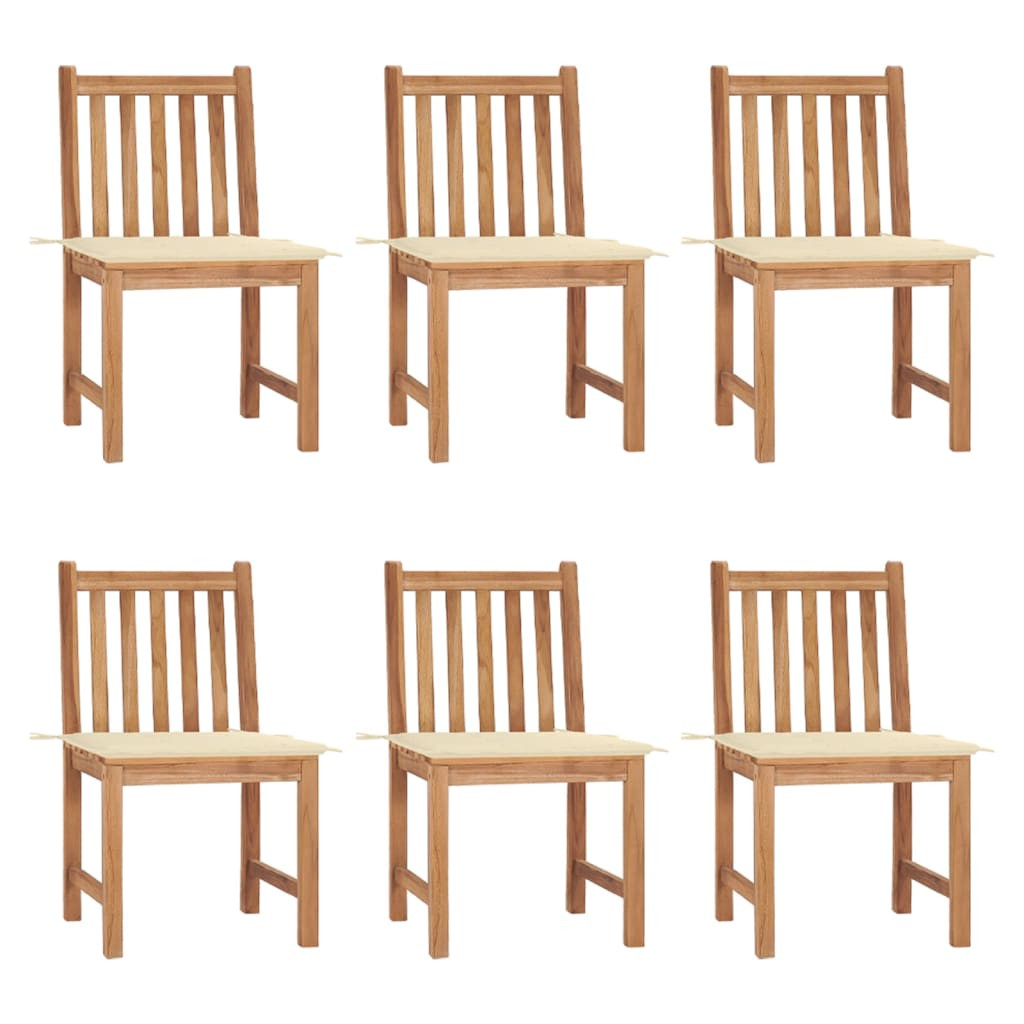 vidaXL Gartenstühle 6 Stk. mit Kissen Massivholz Teak