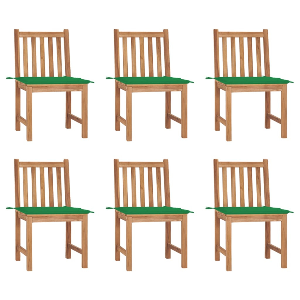vidaXL Gartenstühle 6 Stk. mit Kissen Massivholz Teak