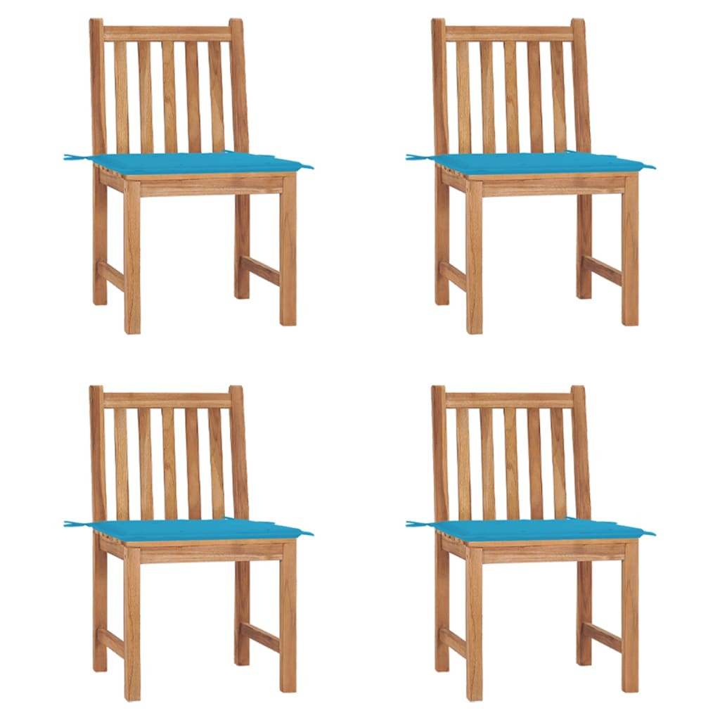 vidaXL Gartenstühle 4 Stk. mit Kissen Massivholz Teak