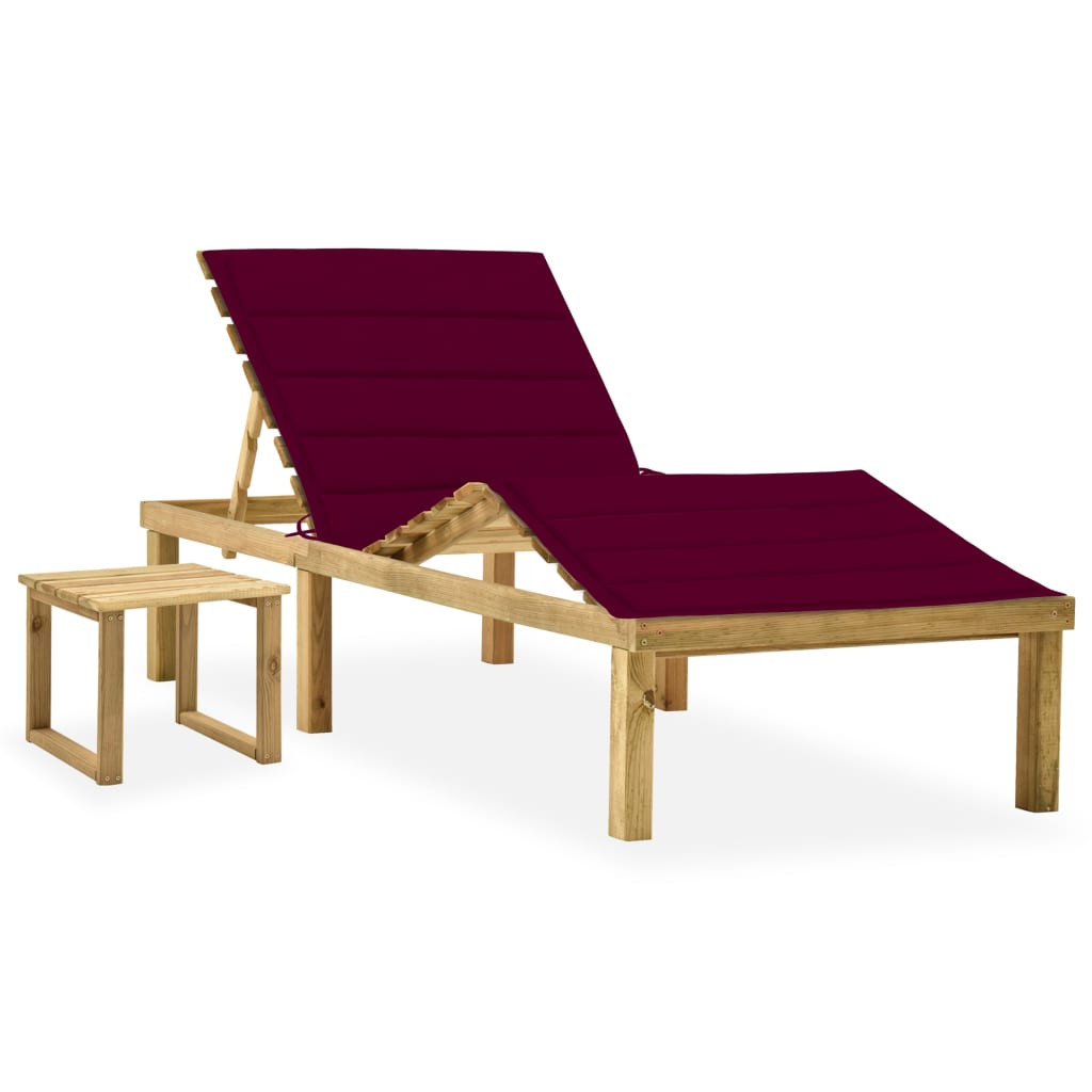 vidaXL Garten-Sonnenliege mit Tisch und Auflage Kiefer Imprägniert