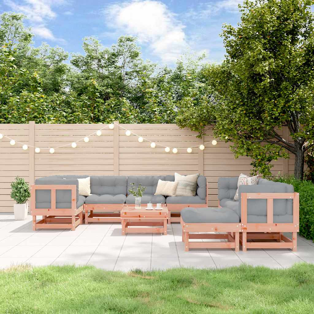 vidaXL 10-tlg. Garten-Lounge-Set mit Kissen Massivholz Douglasie